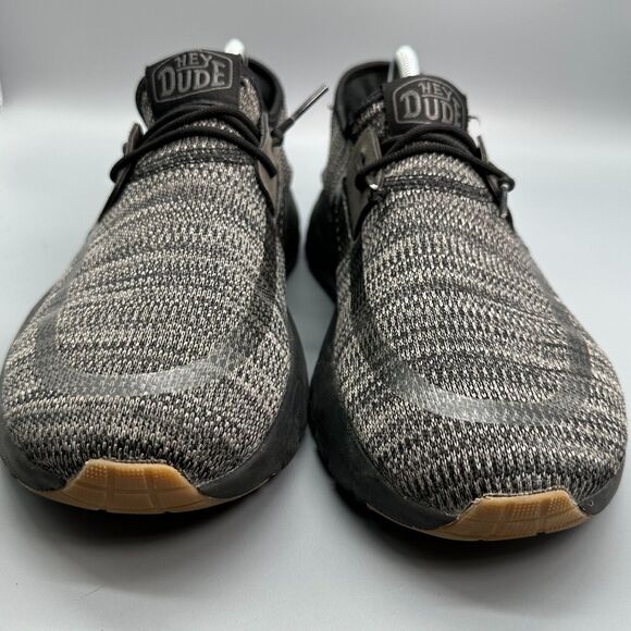 Hey Dude Sirocco Men's 10 Gray Black Athletic Shoes Lace Up Low Top Sneakers - Picture 3 of 9
